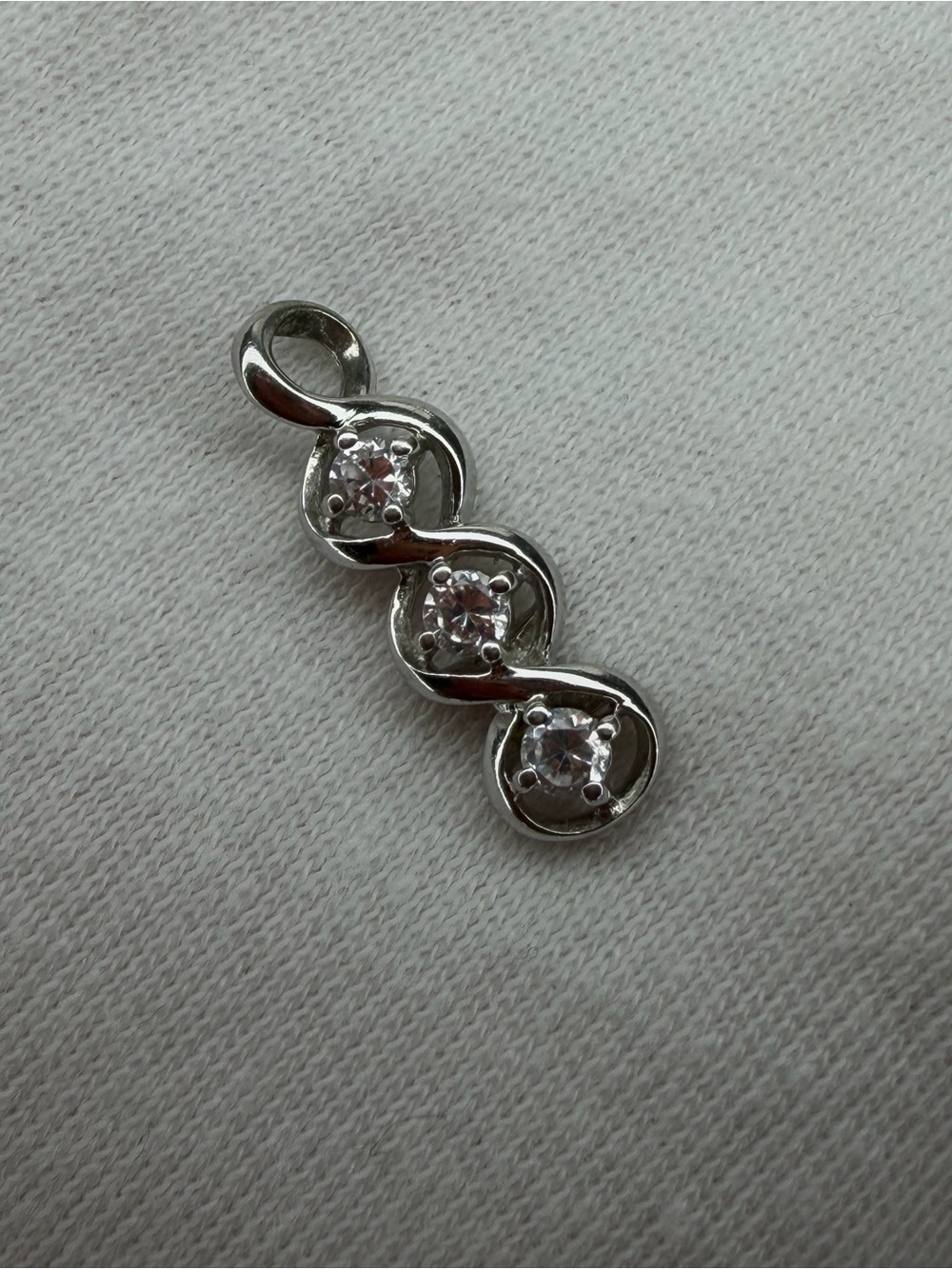 Sterling Silver Triple Stone Pendant - White Cubic Zirconia